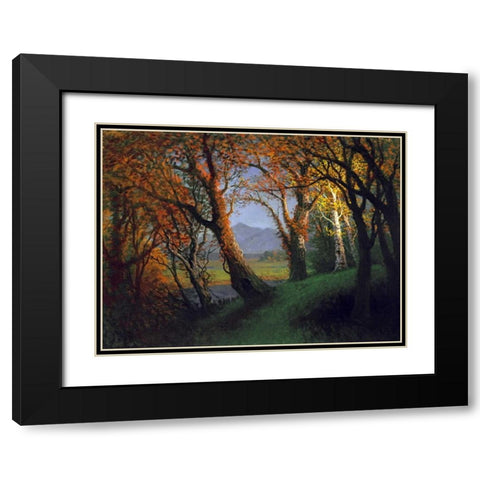 Sunset In The Nebraska Territory Black Modern Wood Framed Art Print with Double Matting by Bierstadt, Albert