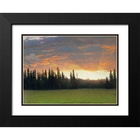 California Sunset Black Modern Wood Framed Art Print with Double Matting by Bierstadt, Albert