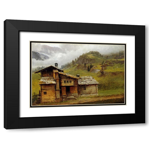 Mountain House Black Modern Wood Framed Art Print with Double Matting by Bierstadt, Albert