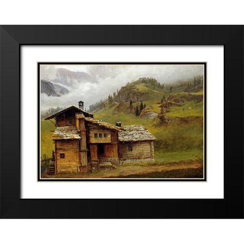 Mountain House Black Modern Wood Framed Art Print with Double Matting by Bierstadt, Albert