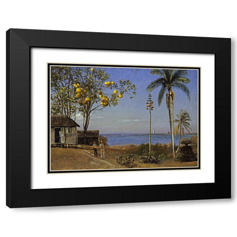 Tropical Scene Black Modern Wood Framed Art Print with Double Matting by Bierstadt, Albert