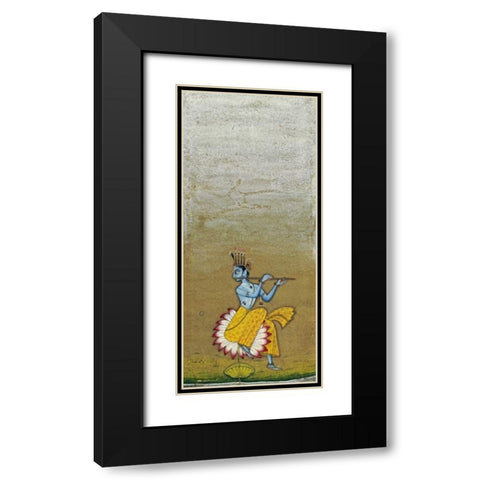 Krishna Fluting Black Modern Wood Framed Art Print with Double Matting by Bikaner, Ustad Murad