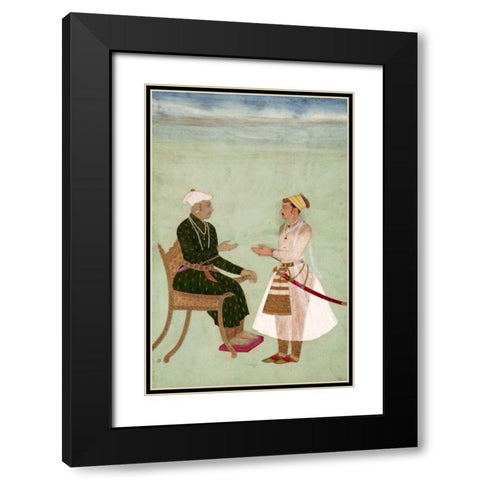 Portrait of Marharja Jai Singh Black Modern Wood Framed Art Print with Double Matting by Bikaner, Ustad Murad