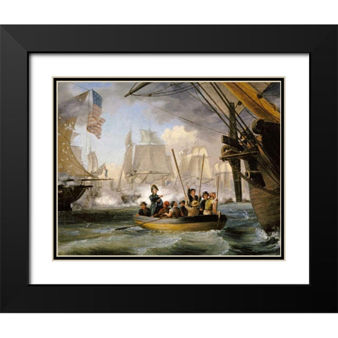 Commodore Perry Leaving The Lawrence Black Modern Wood Framed Art Print with Double Matting by Birch, Thomas