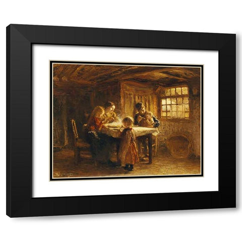 The Family Meal Black Modern Wood Framed Art Print with Double Matting by Blommers, Bernardus Johannes