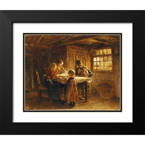 The Family Meal Black Modern Wood Framed Art Print with Double Matting by Blommers, Bernardus Johannes
