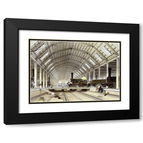 Engine House, Swindon Black Modern Wood Framed Art Print with Double Matting by Bourne, John C.