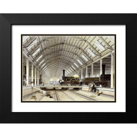 Engine House, Swindon Black Modern Wood Framed Art Print with Double Matting by Bourne, John C.