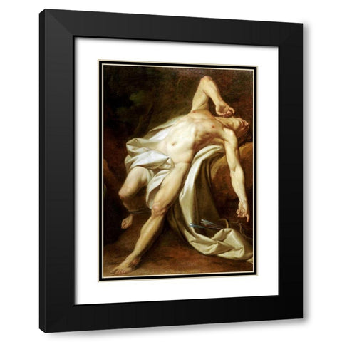 Saint Sebastian Black Modern Wood Framed Art Print with Double Matting by Brenet, Nicolas-Guy
