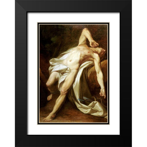 Saint Sebastian Black Modern Wood Framed Art Print with Double Matting by Brenet, Nicolas-Guy
