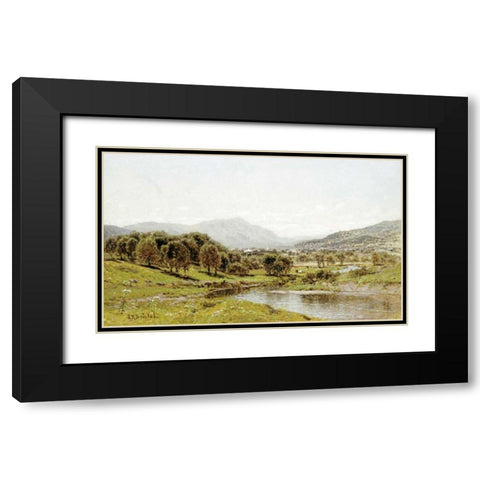 Monument Mountain From The Berkshire Meadows Black Modern Wood Framed Art Print with Double Matting by Bristol, John Bunyan