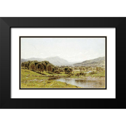 Monument Mountain From The Berkshire Meadows Black Modern Wood Framed Art Print with Double Matting by Bristol, John Bunyan