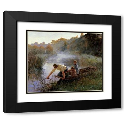 The Fishermans Family Black Modern Wood Framed Art Print with Double Matting by Brouillet, Pierre Andre