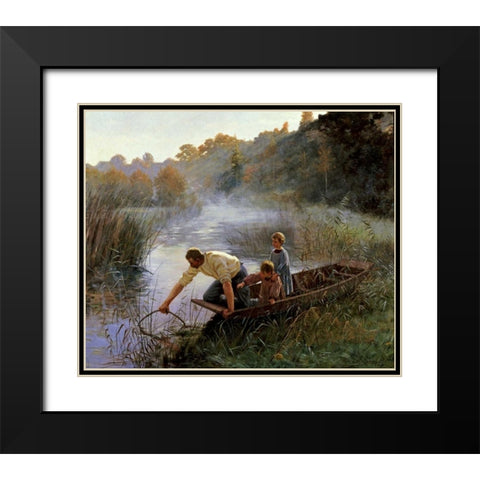 The Fishermans Family Black Modern Wood Framed Art Print with Double Matting by Brouillet, Pierre Andre