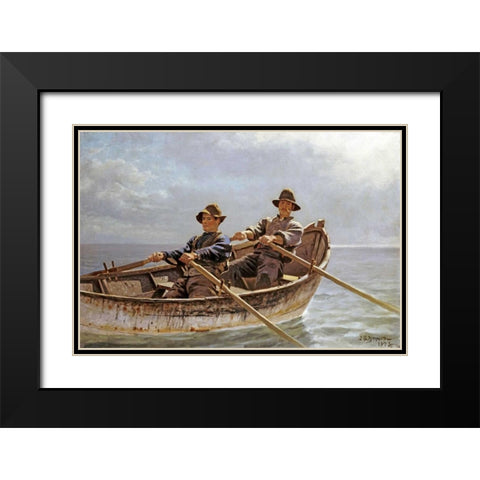 Heading Out Black Modern Wood Framed Art Print with Double Matting by Brown, John George