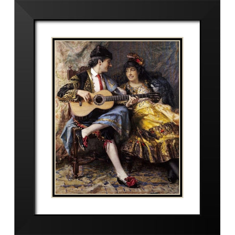 A Spanish Singer and His Lady Black Modern Wood Framed Art Print with Double Matting by Burrington, Arthur Alfred