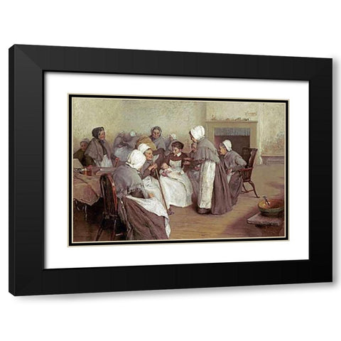 The New Baby Black Modern Wood Framed Art Print with Double Matting by Burrington, Arthur Alfred