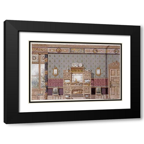 Hunting Lodge Interior Black Modern Wood Framed Art Print with Double Matting by Candish, Charles