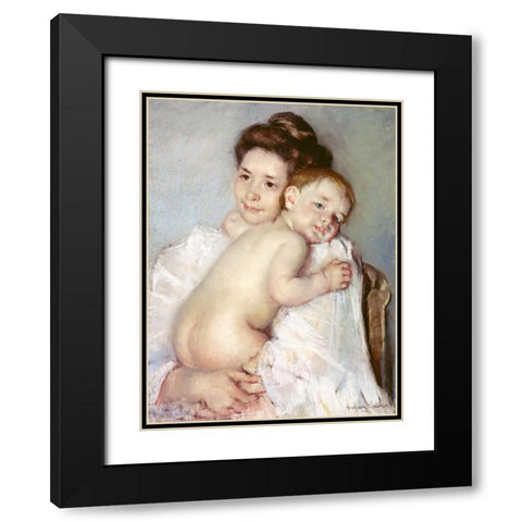 The Young Mother Black Modern Wood Framed Art Print with Double Matting by Cassatt, Mary