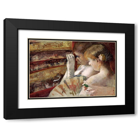 In The Box Black Modern Wood Framed Art Print with Double Matting by Cassatt, Mary
