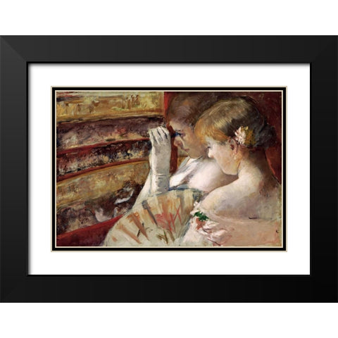 In The Box Black Modern Wood Framed Art Print with Double Matting by Cassatt, Mary