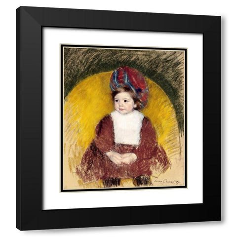 Margot In a Dark Red Costume Black Modern Wood Framed Art Print with Double Matting by Cassatt, Mary