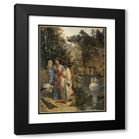 In a Japanese Garden Black Modern Wood Framed Art Print with Double Matting by Castres, Edouard