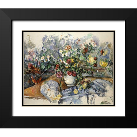 A Large Bouquet of Flowers Black Modern Wood Framed Art Print with Double Matting by Cezanne, Paul