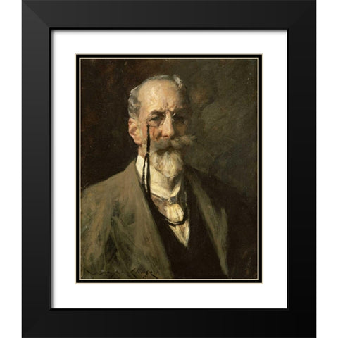 Self-Portrait Black Modern Wood Framed Art Print with Double Matting by Chase, William Merritt