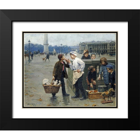 The Little Traders Black Modern Wood Framed Art Print with Double Matting by Chocarne-Moreau, Paul Charles