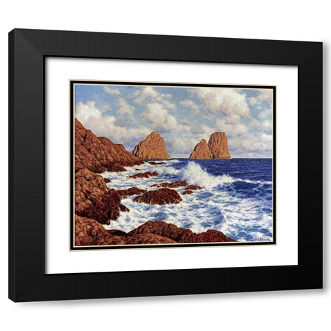 The Rocks at Capri Black Modern Wood Framed Art Print with Double Matting by Choultse, Ivan Federovich