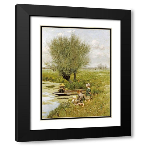 By The Riverside Black Modern Wood Framed Art Print with Double Matting by Claus, Emile