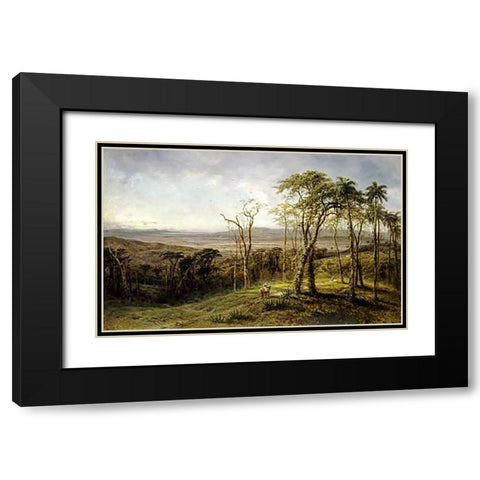 Guajiros En El Camino (Cuba) Black Modern Wood Framed Art Print with Double Matting by Cleenewerck, Henry