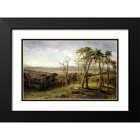 Guajiros En El Camino (Cuba) Black Modern Wood Framed Art Print with Double Matting by Cleenewerck, Henry