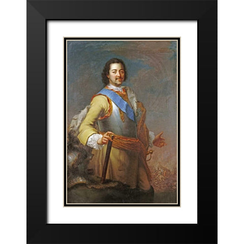 Portrait of Peter The Great Black Modern Wood Framed Art Print with Double Matting by Clementi, Maria Giovanna Battista
