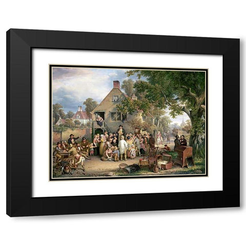 An Auction In a Village Black Modern Wood Framed Art Print with Double Matting by Cockburn, Edwin