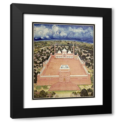 The Great Mosque, Delhi Black Modern Wood Framed Art Print with Double Matting by School, Company