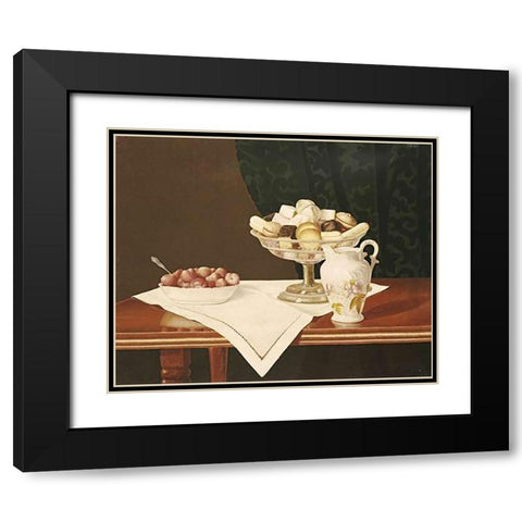 Still Life With Sweets and Strawberries Black Modern Wood Framed Art Print with Double Matting by Cope, George