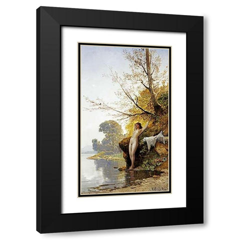 The Bather Black Modern Wood Framed Art Print with Double Matting by Corrodi, Hermann David Salomon
