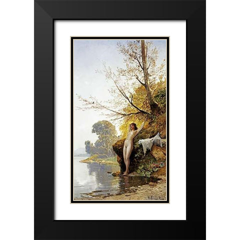The Bather Black Modern Wood Framed Art Print with Double Matting by Corrodi, Hermann David Salomon