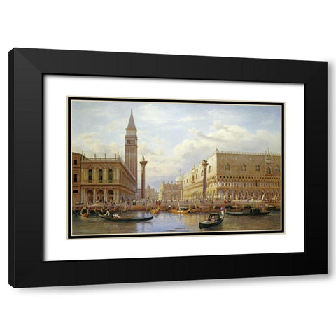 A View of The Piazzetta With The Doges Palace From The Bacino, Venice Black Modern Wood Framed Art Print with Double Matting by Corrodi, Salomon