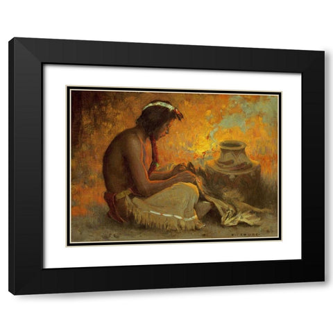 The Badger Skin Black Modern Wood Framed Art Print with Double Matting by Couse, Eanger Irving