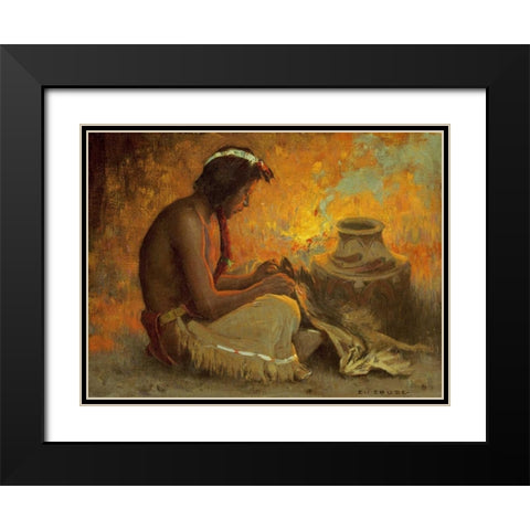 The Badger Skin Black Modern Wood Framed Art Print with Double Matting by Couse, Eanger Irving