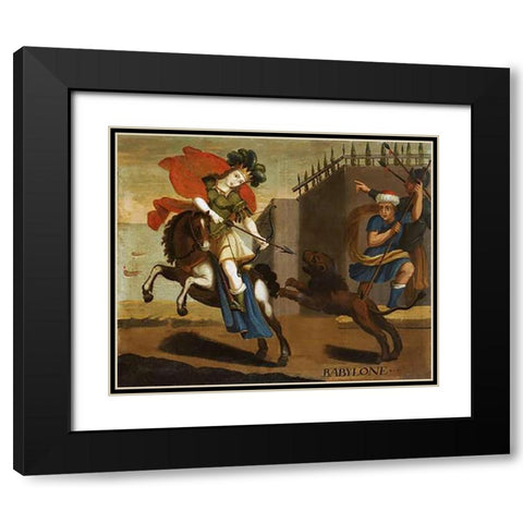 Babylon. The Wonders of The Ancient World Black Modern Wood Framed Art Print with Double Matting by School, Cuzco