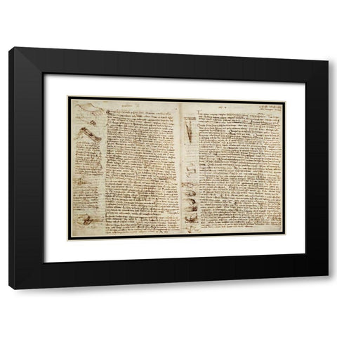 The Codex Hammer Black Modern Wood Framed Art Print with Double Matting by Da Vinci, Leonardo