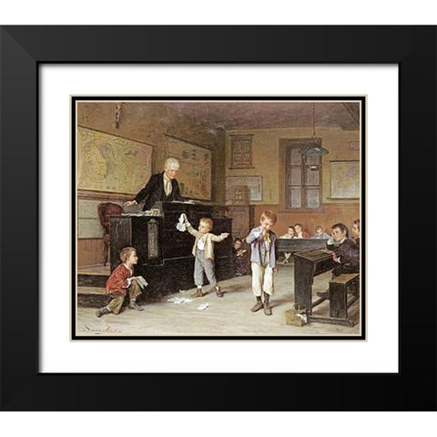 The School Room Black Modern Wood Framed Art Print with Double Matting by Dargelas, Andre Henri