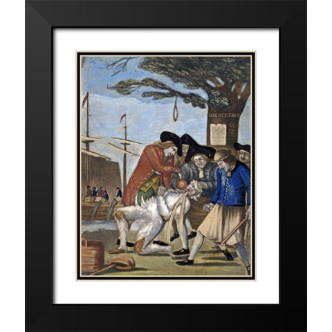 Tarring and Feathering Black Modern Wood Framed Art Print with Double Matting by Dawe, Philip