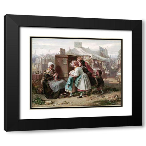 The Peep Show Black Modern Wood Framed Art Print with Double Matting by De Metz, Francois Louis Lanfant