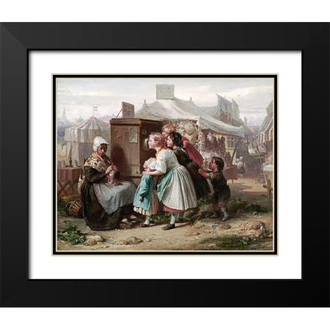 The Peep Show Black Modern Wood Framed Art Print with Double Matting by De Metz, Francois Louis Lanfant