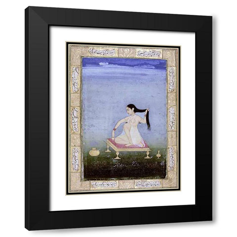 A Woman at Her Toilet Black Modern Wood Framed Art Print with Double Matting by Deccan
